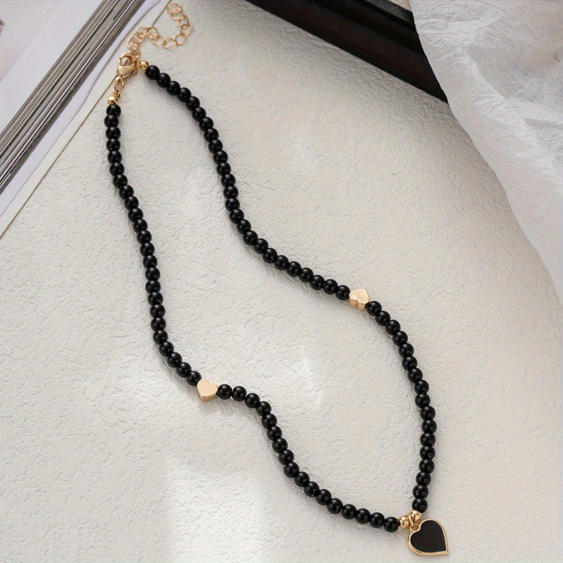 „Amazon“ 6 mm natūralaus akmens obsidiano karoliukų karoliai, madingas juodas meilės pakabukas, moteriškas raktikaulio grandinėlės formos papuošalas, didmeninė prekyba
