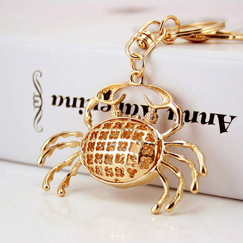 Breloc auto cu piatră de crab drăguț și creativ, geantă de damă, pandantiv de crab păros, en-gros 925