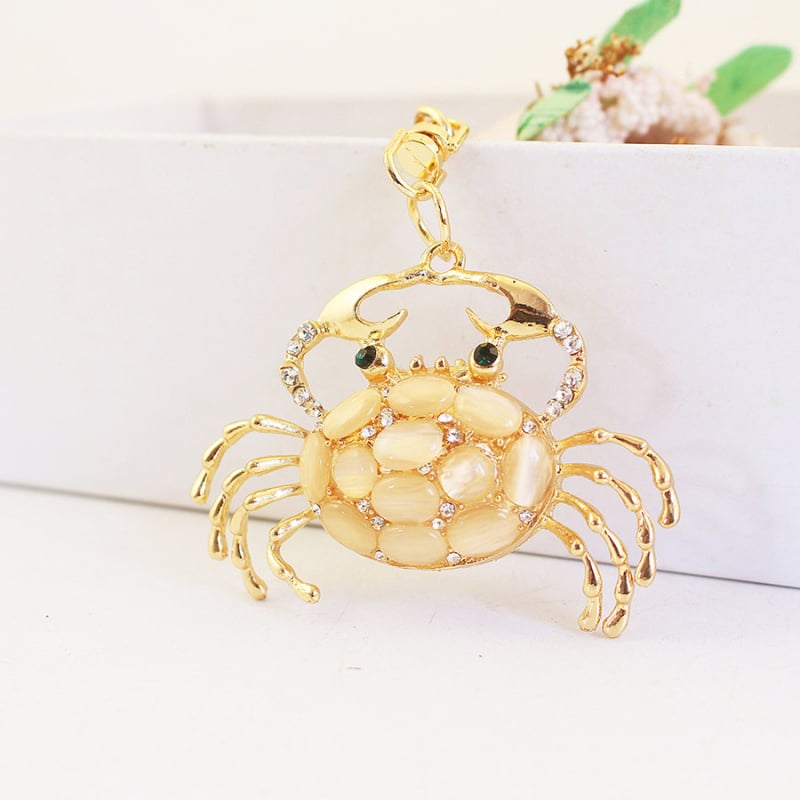 Breloc auto cu piatră de crab drăguț și creativ, geantă de damă, pandantiv de crab păros, en-gros 925
