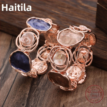 Διασυνοριακές εκρήξεις με ζωγραφική χρώματος, λάδι, γεωμετρία, ροζ, ελαστικό βραχιόλι, μοντέρνο, υψηλής ποιότητας, γυναικείο, all-match βραχιόλι από κράμα αλουμινίου