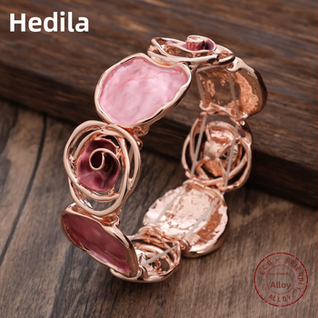 Διασυνοριακές εκρήξεις με ζωγραφική χρώματος, λάδι, γεωμετρία, ροζ, ελαστικό βραχιόλι, μοντέρνο, υψηλής ποιότητας, γυναικείο, all-match βραχιόλι από κράμα αλουμινίου