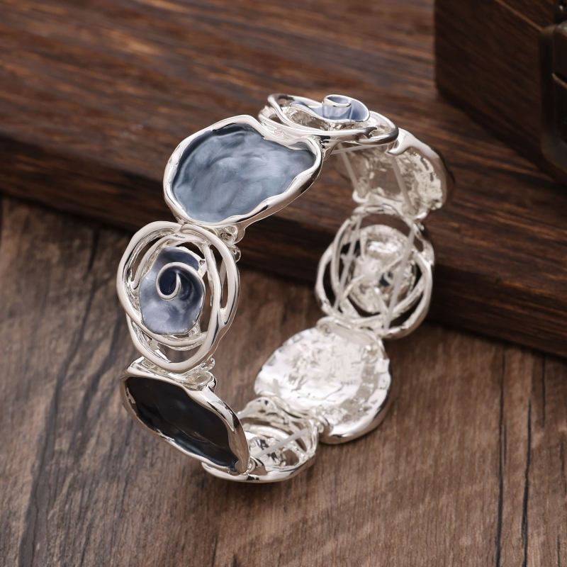 Pārrobežu sprādzieni Krāsu gleznošana Eļļas ģeometrija Rožu elastīga aproce Modes augstas klases sieviešu universāla sakausējuma aproce