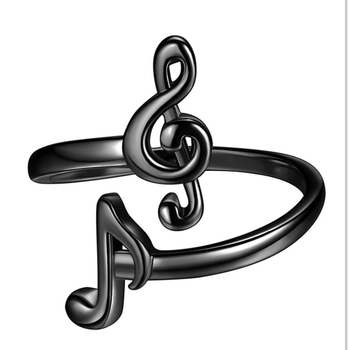 Διασυνοριακό ζεστό ασημένια νότα Joker S925 με ρυθμιζόμενο δαχτυλίδι ανοίγματος για τους λάτρεις της μουσικής