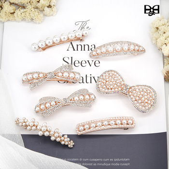 Bijela korejska proljetna kopča za kosu s biserima, ukosnica za kosu s rhinestoneom i šupljom ukosnicom s velikom mašnom, jednostavnim vjenčanim pokrivalom za glavu