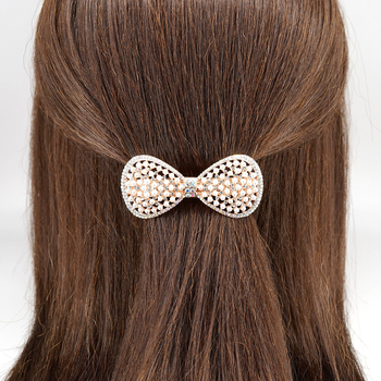 Λευκό Κορεάτικο Στυλ Άνοιξης Κλιπ Φουρκέτας με Μαργαριτάρι, Στρας, Κοίλο Φουρκέτας με Μεγάλο Φιόγκο, Αξεσουάρ Μαλλιών, Απλό Νυφικό Καπέλο