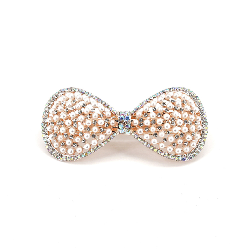 Bijela korejska proljetna kopča za kosu s biserima, ukosnica za kosu s rhinestoneom i šupljom ukosnicom s velikom mašnom, jednostavnim vjenčanim pokrivalom za glavu