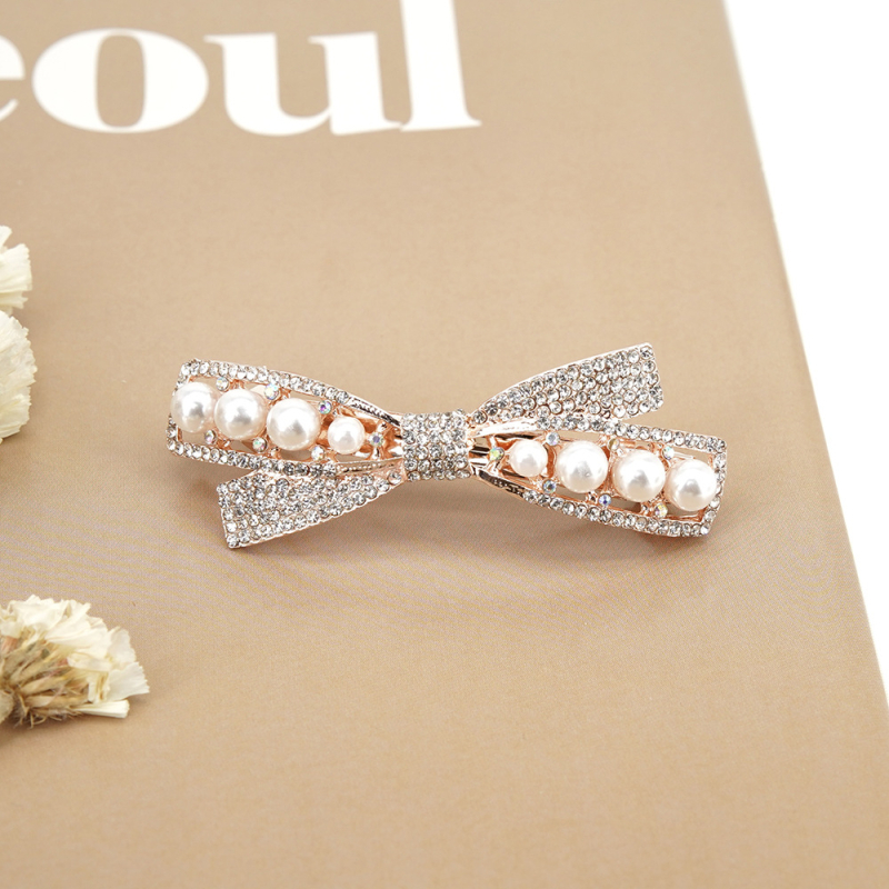 Bijela korejska proljetna kopča za kosu s biserima, ukosnica za kosu s rhinestoneom i šupljom ukosnicom s velikom mašnom, jednostavnim vjenčanim pokrivalom za glavu