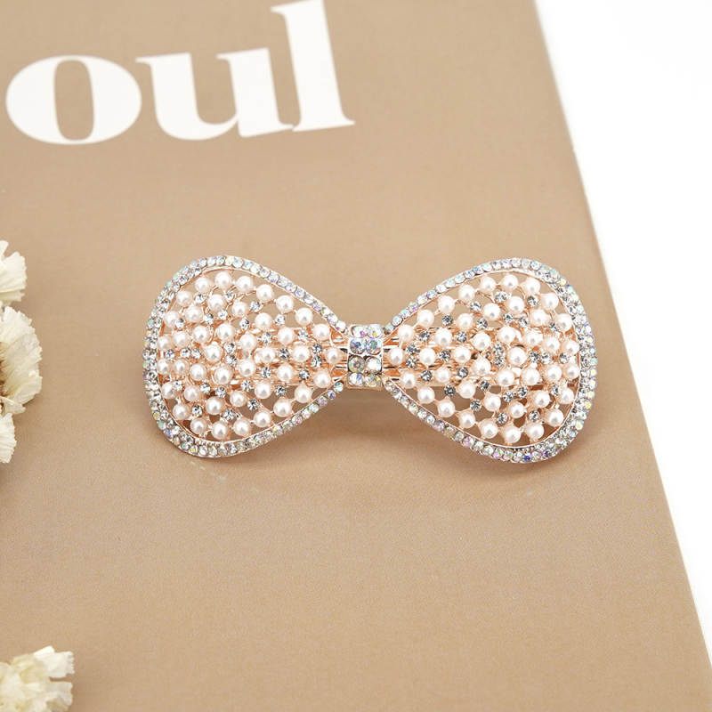 Bijela korejska proljetna kopča za kosu s biserima, ukosnica za kosu s rhinestoneom i šupljom ukosnicom s velikom mašnom, jednostavnim vjenčanim pokrivalom za glavu