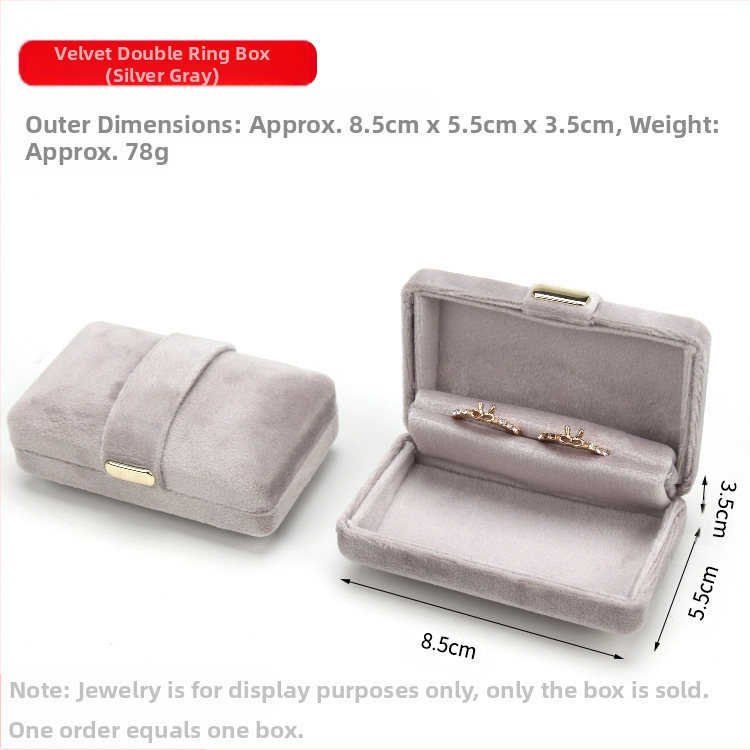 Aksominio audinio papuošalų dėžutė su dvigubu žiedu ir pakabuku, pakavimo dėžutė su metaline sagtimi, paprasta, išskirtinė ir patogi dovanų dėžutė laikymui