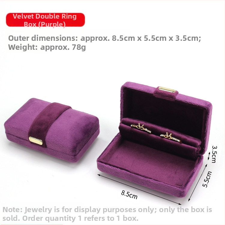 Aksominio audinio papuošalų dėžutė su dvigubu žiedu ir pakabuku, pakavimo dėžutė su metaline sagtimi, paprasta, išskirtinė ir patogi dovanų dėžutė laikymui