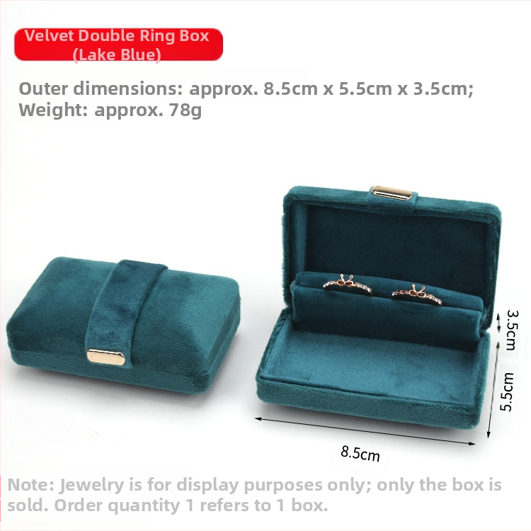 Aksominio audinio papuošalų dėžutė su dvigubu žiedu ir pakabuku, pakavimo dėžutė su metaline sagtimi, paprasta, išskirtinė ir patogi dovanų dėžutė laikymui