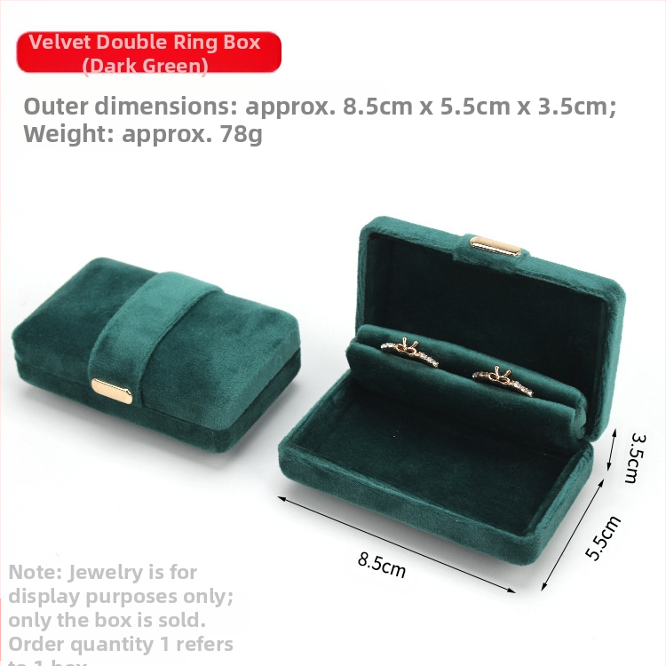 Aksominio audinio papuošalų dėžutė su dvigubu žiedu ir pakabuku, pakavimo dėžutė su metaline sagtimi, paprasta, išskirtinė ir patogi dovanų dėžutė laikymui