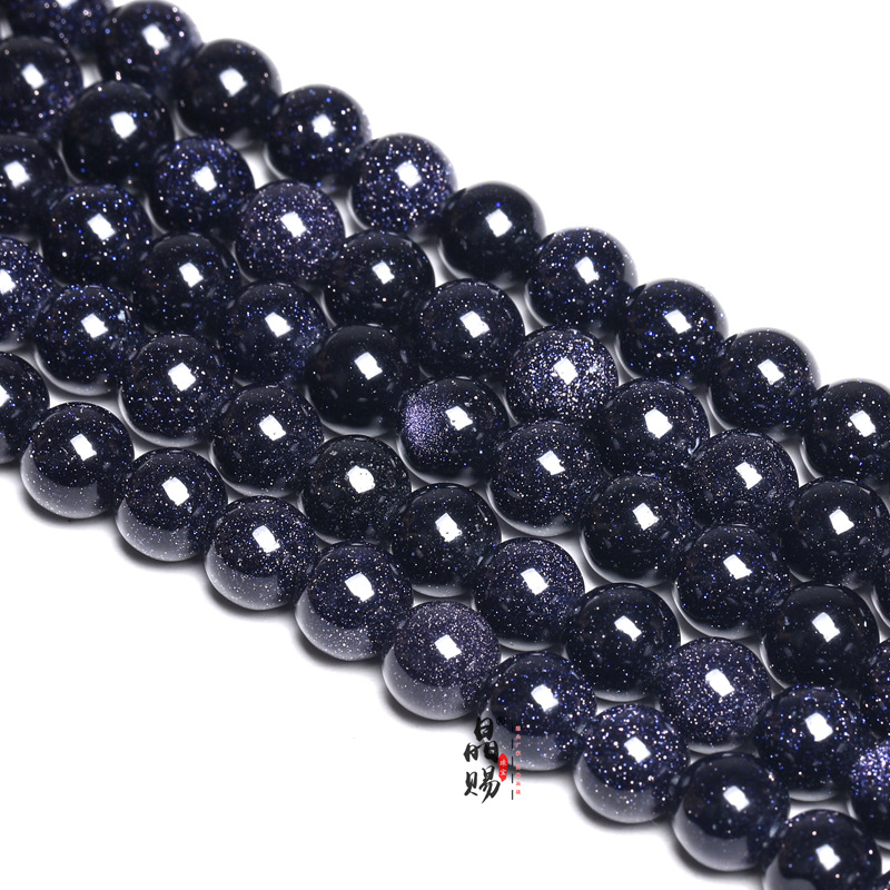 Mėlyno smiltainio palaidi karoliukai „Pasidaryk pats“ krištolinė mėlyno smiltainio apyrankė, karoliukų papuošalų aksesuarai, norų akmuo, pusiau apdirbtas žvaigždėto dangaus akmuo