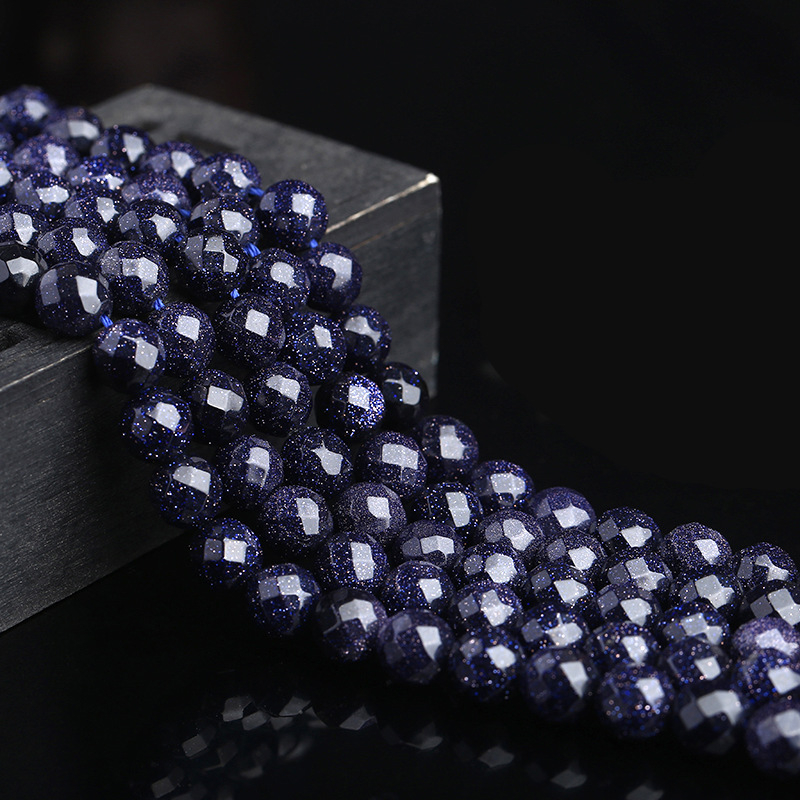 Mėlyno smiltainio palaidi karoliukai „Pasidaryk pats“ krištolinė mėlyno smiltainio apyrankė, karoliukų papuošalų aksesuarai, norų akmuo, pusiau apdirbtas žvaigždėto dangaus akmuo