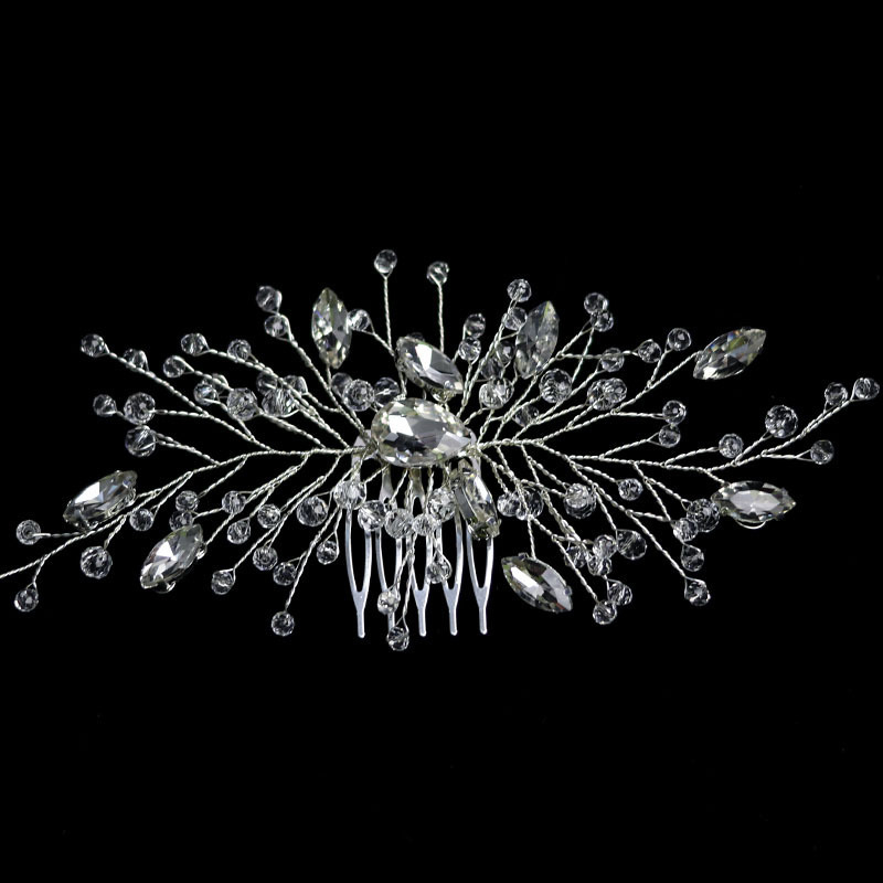 Rankų darbo nuotakos plaukų aksesuarai, tarpvalstybinės, karšto pardavimo „Marquise“ deimantinės plaukų šukos, perlų krištolo universalūs plaukų šoninių šukų aksesuarai