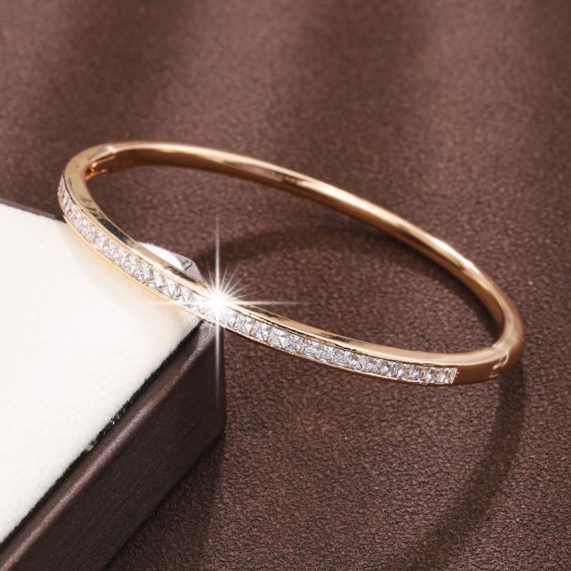 1 гривна Класическа гривна с пълен диамант за отваряне Мъжка и дамска гривна All-match Трансгранична модна бижутерия Опростено висок клас чувство