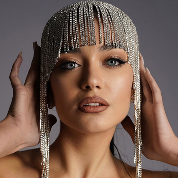 Prabangus europietiškas ir amerikietiškas sprogimų plaukų diržas su kutais, tarpvalstybiniai papuošalai, madingi etninio stiliaus cirkonio kaktos grandinėlės galvos juosta