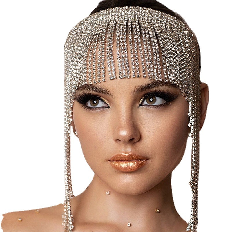 Prabangus europietiškas ir amerikietiškas sprogimų plaukų diržas su kutais, tarpvalstybiniai papuošalai, madingi etninio stiliaus cirkonio kaktos grandinėlės galvos juosta