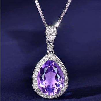 SURSA țesută comoară imitație ametist natural colier femeie piatră originală în formă de picătură pandantiv placat cu argint 2023 nou simplu all-match