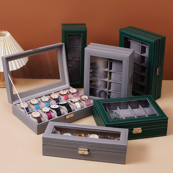 Nepriklausoma stoglangio laikrodžių laikymo dėžutė su išskirtine stikline dulkėms atsparia laikrodžių laikymo dėžute