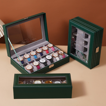 Nepriklausoma stoglangio laikrodžių laikymo dėžutė su išskirtine stikline dulkėms atsparia laikrodžių laikymo dėžute