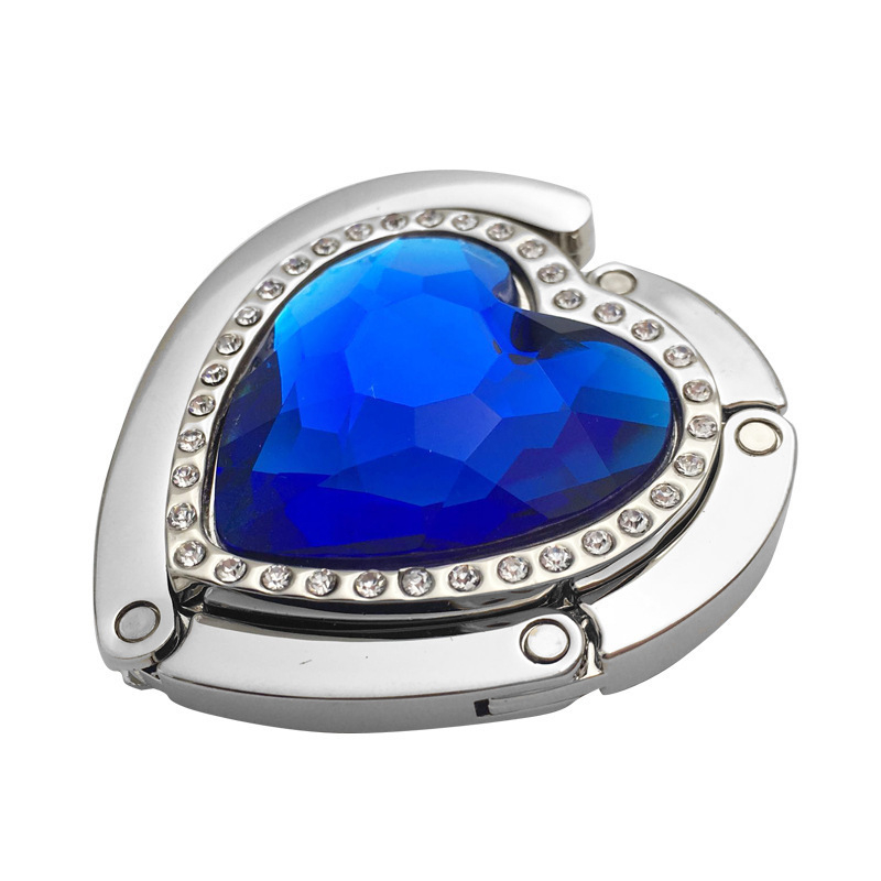 sandėlyje yra širdies formos vienos eilės gręžimo stalo kabliukas, daugiaspalvis, pasirenkamas sulankstomas kabliukas, „Gem“ akrilinis gręžimo stalo kabliukas