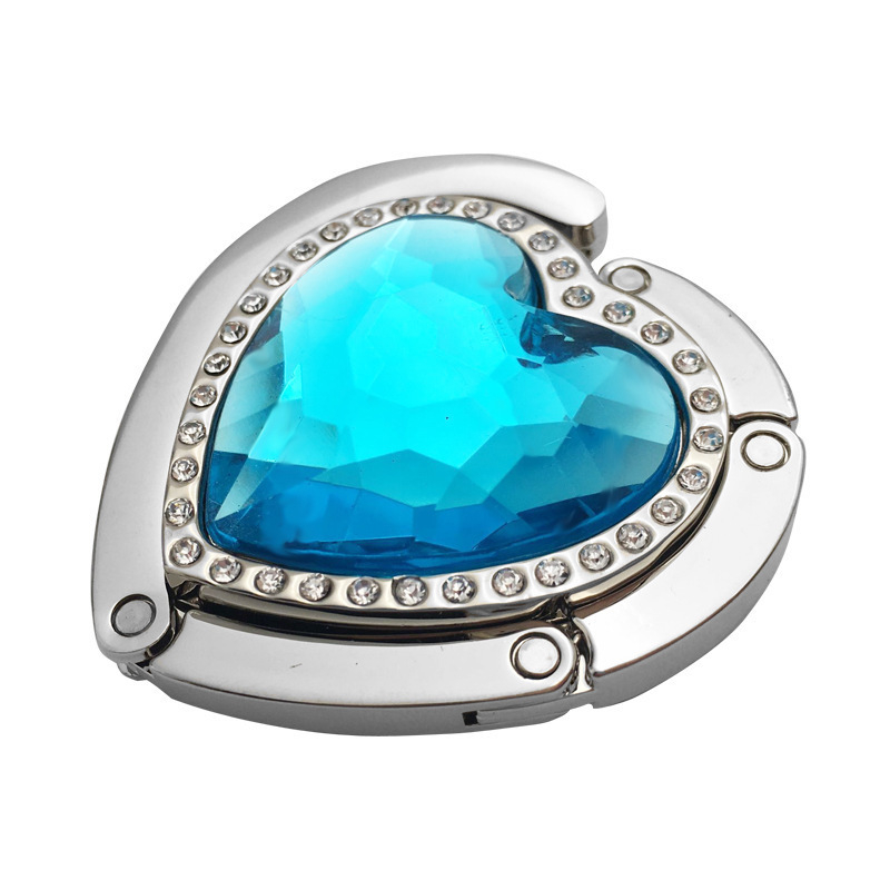 sandėlyje yra širdies formos vienos eilės gręžimo stalo kabliukas, daugiaspalvis, pasirenkamas sulankstomas kabliukas, „Gem“ akrilinis gręžimo stalo kabliukas