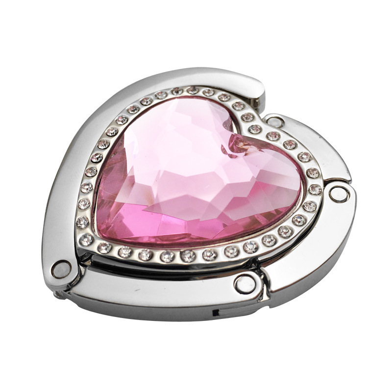 sandėlyje yra širdies formos vienos eilės gręžimo stalo kabliukas, daugiaspalvis, pasirenkamas sulankstomas kabliukas, „Gem“ akrilinis gręžimo stalo kabliukas