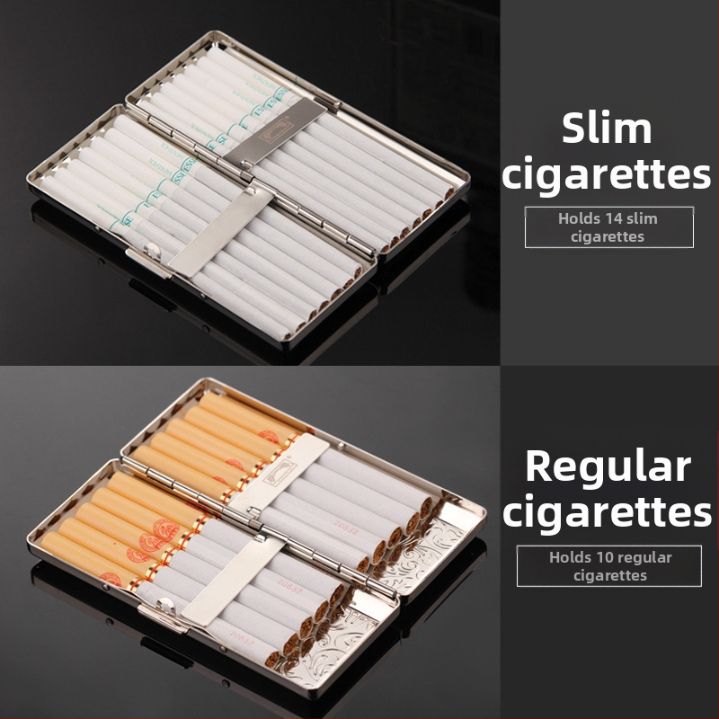Dámske jemné puzdro na cigarety Double Gun, 14 kusov, dlhé pánske puzdro na cigarety, výrazná kreatívna prenosná kovová svorka na cigarety, nové