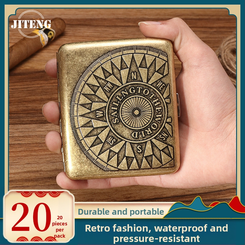 Naujas metalinis dvipusis atverčiamas 20 cigarečių dėklas bronzinės gėlės formos automatinis nešiojamas cigarečių dėklas, parduodamas sandėlyje, didmeninė prekyba gamykloje