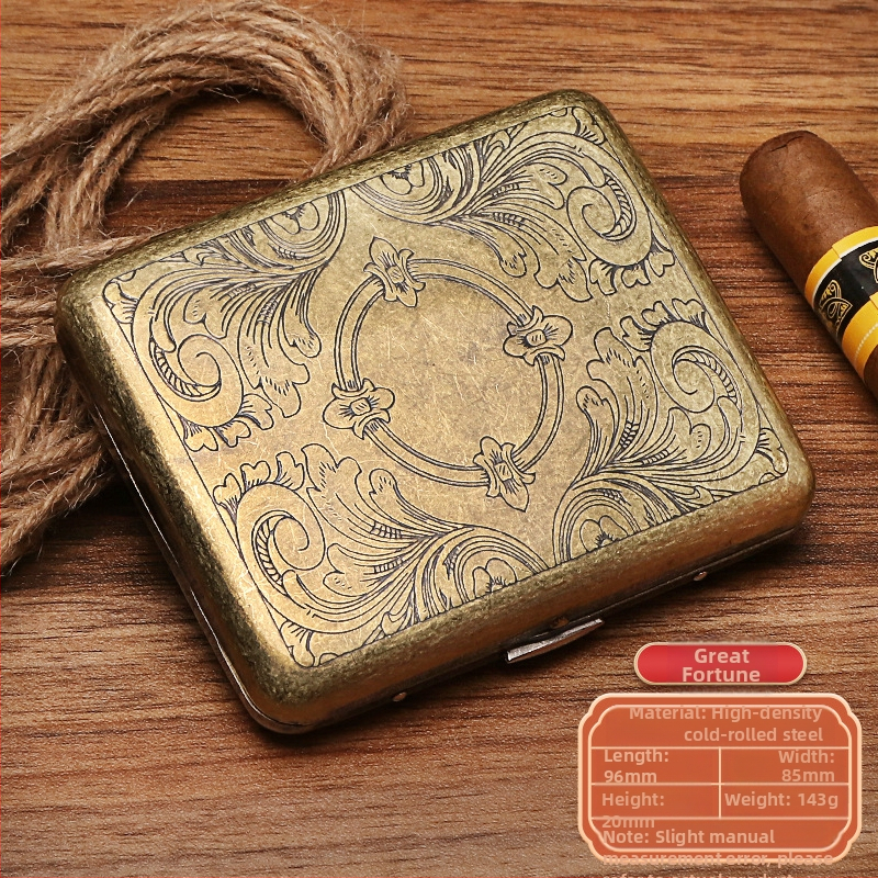Naujas metalinis dvipusis atverčiamas 20 cigarečių dėklas bronzinės gėlės formos automatinis nešiojamas cigarečių dėklas, parduodamas sandėlyje, didmeninė prekyba gamykloje