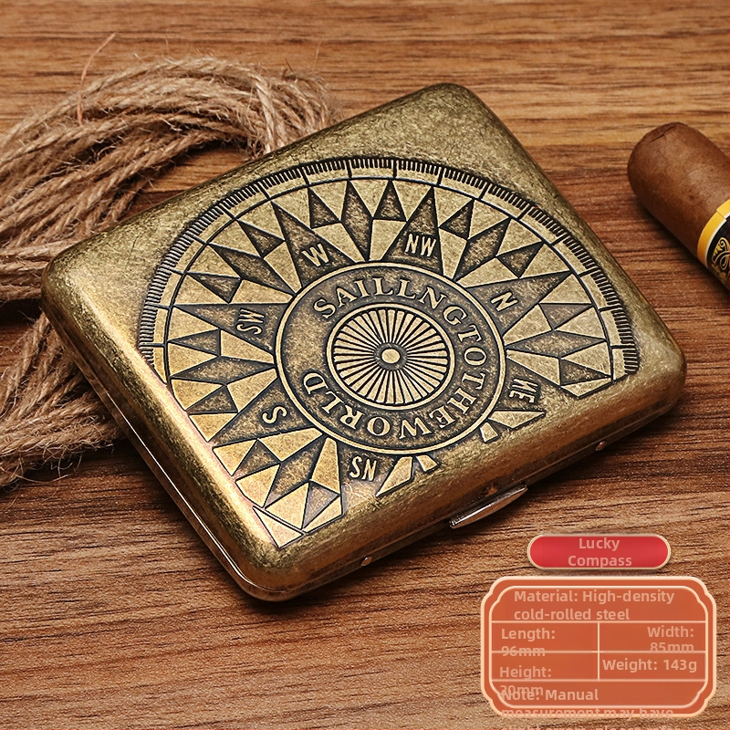 Naujas metalinis dvipusis atverčiamas 20 cigarečių dėklas bronzinės gėlės formos automatinis nešiojamas cigarečių dėklas, parduodamas sandėlyje, didmeninė prekyba gamykloje