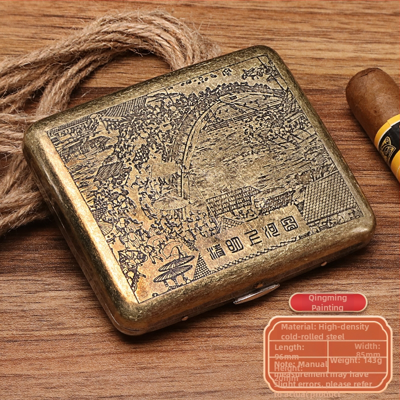 Naujas metalinis dvipusis atverčiamas 20 cigarečių dėklas bronzinės gėlės formos automatinis nešiojamas cigarečių dėklas, parduodamas sandėlyje, didmeninė prekyba gamykloje