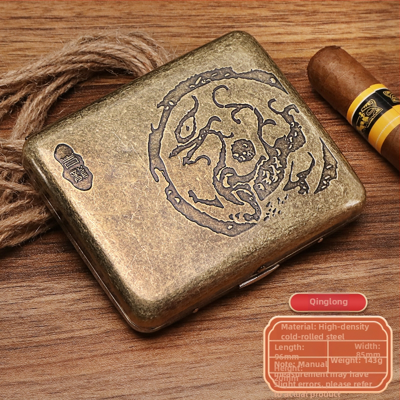 Naujas metalinis dvipusis atverčiamas 20 cigarečių dėklas bronzinės gėlės formos automatinis nešiojamas cigarečių dėklas, parduodamas sandėlyje, didmeninė prekyba gamykloje