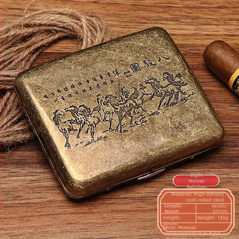 Naujas metalinis dvipusis atverčiamas 20 cigarečių dėklas bronzinės gėlės formos automatinis nešiojamas cigarečių dėklas, parduodamas sandėlyje, didmeninė prekyba gamykloje