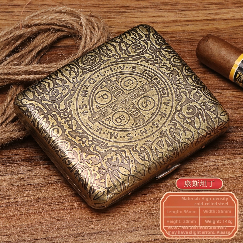Naujas metalinis dvipusis atverčiamas 20 cigarečių dėklas bronzinės gėlės formos automatinis nešiojamas cigarečių dėklas, parduodamas sandėlyje, didmeninė prekyba gamykloje