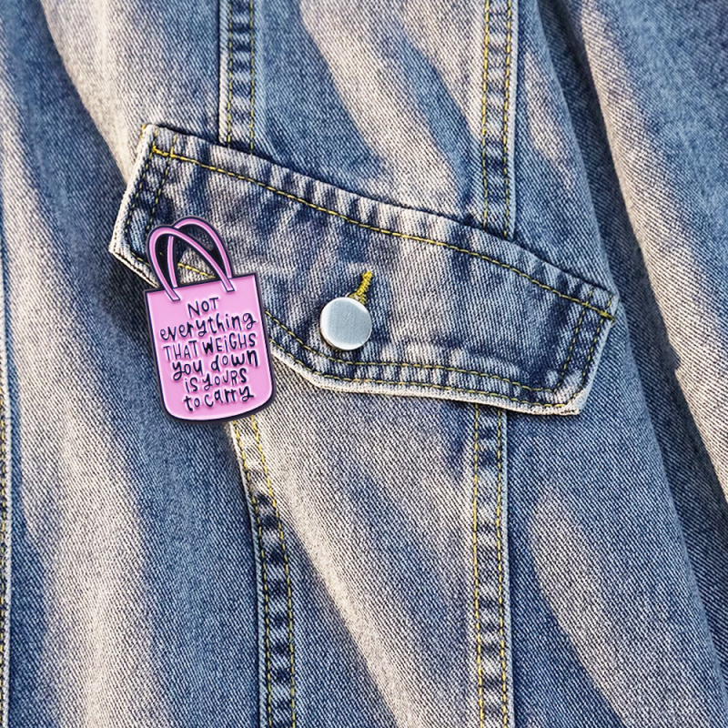 Rožinė rankinės ženkliukas, teigiamos energijos, įkvepiančios sagės, mados asmenybės kuprinė, dekoratyvinis apykaklės segtukas