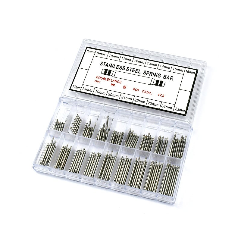 Urechi de ceas în cutie, accesorii pentru ceasuri, 360 de piese, toate din oțel inoxidabil, fără sudură, în cutie, 8-25 mm