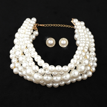 Ευρώπη και Ηνωμένες Πολιτείες διασυνοριακή υπερβολική καυτή πολυστρωματική μαργαριταρένια κολιέ όλα τα αξεσουάρ μόδας με φούντα προσωπικότητα νυφική αλυσίδα κοσμημάτων