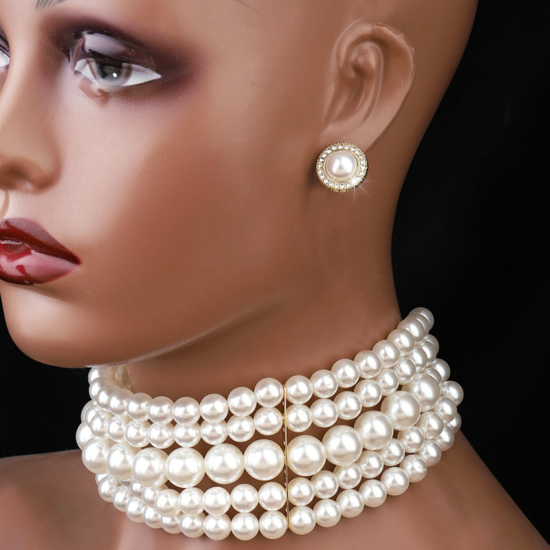 Europos ir Jungtinių Valstijų tarpvalstybinis perdėtas karštas daugiasluoksnis perlų vėrinys, visų spalvų mados aksesuarai, kutais dekoruotas vestuvinių papuošalų grandinėlė