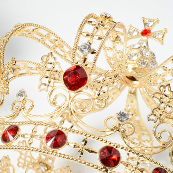 HG1566 Piiriülene barokkpruudi atmosfääriline peakate, suur ümmargune kroon, etenduskunstide kuninga aksessuaarid, suur kroon