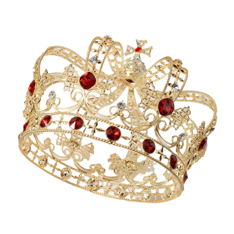 HG1566 Piiriülene barokkpruudi atmosfääriline peakate, suur ümmargune kroon, etenduskunstide kuninga aksessuaarid, suur kroon