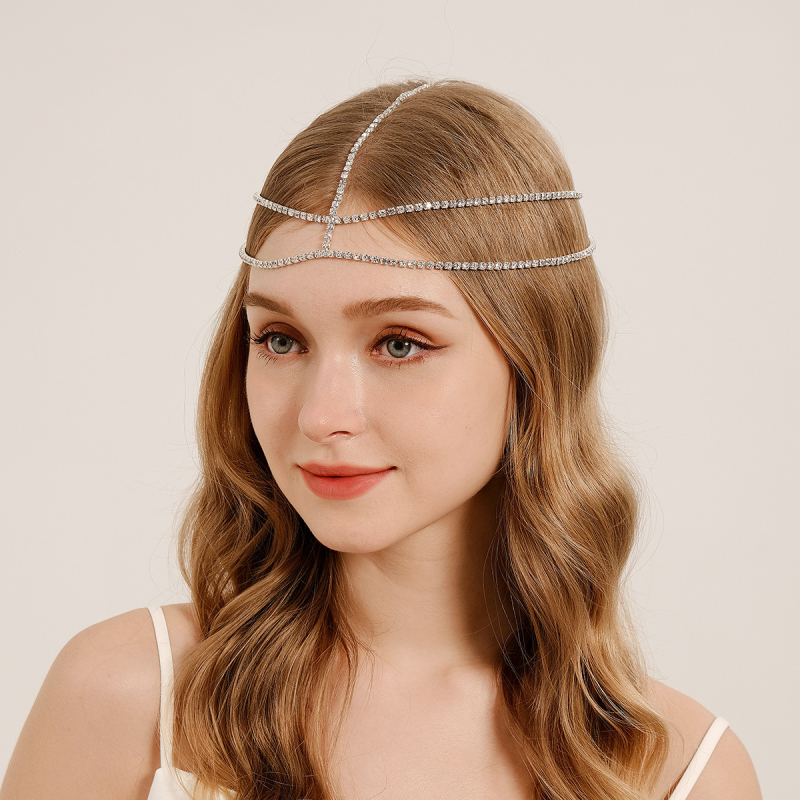 Euroopa ja Ameerika moe isiksuse palliga juukseaksessuaarid, kerged luksuslikud rhinestone`i kulmude ripatsiga juuksepaelad, liialdatud mitmekihilised virnastatud moekad juukseketid