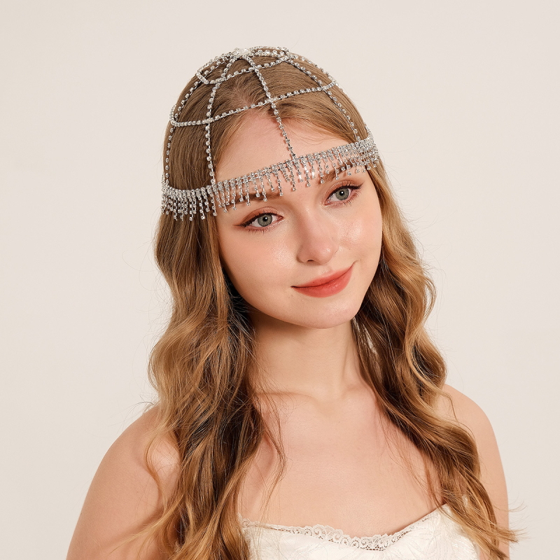 Euroopa ja Ameerika moe isiksuse palliga juukseaksessuaarid, kerged luksuslikud rhinestone`i kulmude ripatsiga juuksepaelad, liialdatud mitmekihilised virnastatud moekad juukseketid