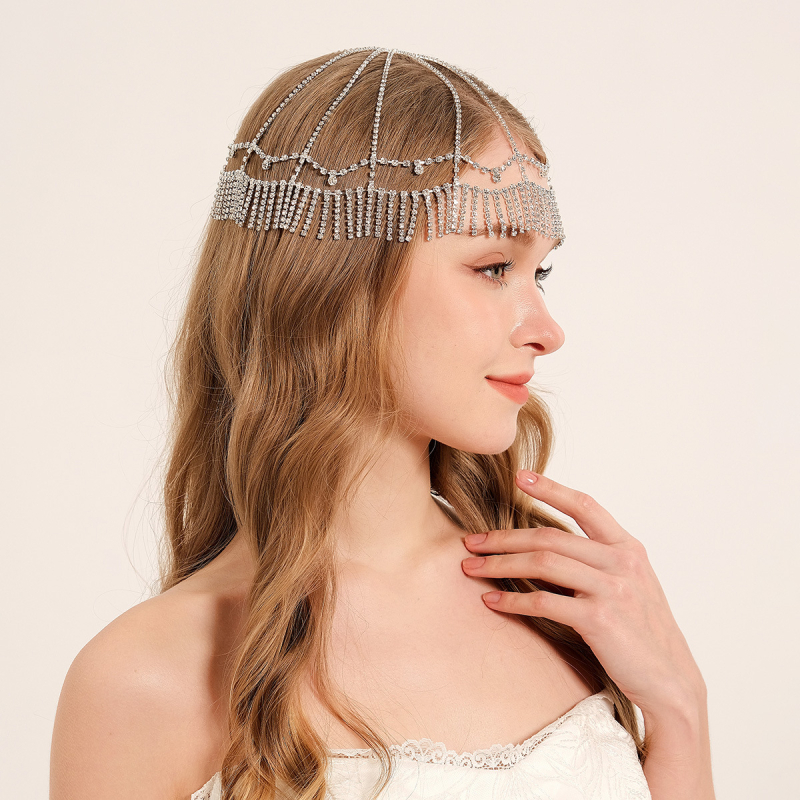 Euroopa ja Ameerika moe isiksuse palliga juukseaksessuaarid, kerged luksuslikud rhinestone`i kulmude ripatsiga juuksepaelad, liialdatud mitmekihilised virnastatud moekad juukseketid