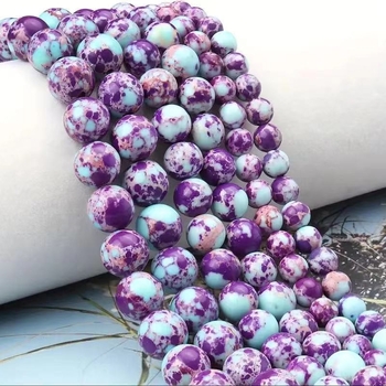 Vânzări directe din fabrică, mărgele sintetice din piatră imperială albastră și violet, culori mixte, mărgele rotunde din piatră Shoushan, albastru și violet, accesorii DIY semifabricate