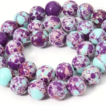 Άμεσες πωλήσεις εργοστασίων Συνθετικές μπλε και μωβ χάντρες αυτοκρατορικής πέτρας, μικτού χρώματος, στρογγυλές χάντρες από πέτρα Shoushan, μπλε και μωβ, ημιτελή αξεσουάρ DIY