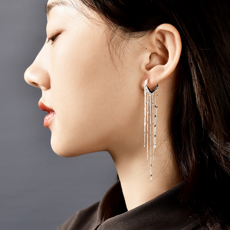 925 Srebrne naušnice za žene, korejske modne, slatke, s kopčom za uši, vilinske, okrugle, za mršavljenje, internetske, slavne osobe, duge, 2022., novo i moderno