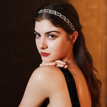 Euroopa ja Ameerika pruudi pulmakleit Juukseaksessuaarid Geomeetrilise disainiga teemantpeapael Igapäevane survega rhinestone`iga elastne juuksepael