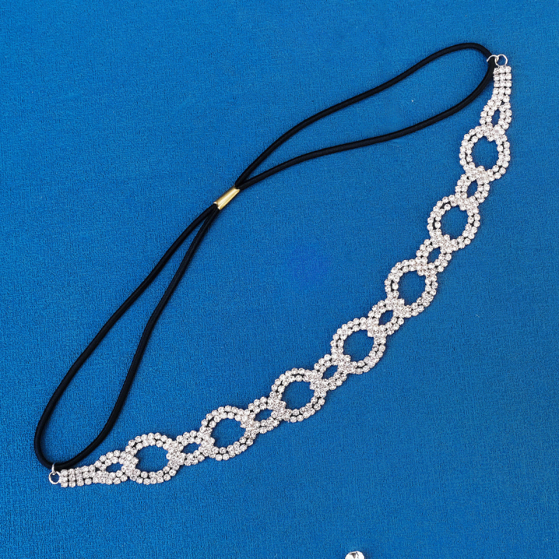 Euroopa ja Ameerika pruudi pulmakleit Juukseaksessuaarid Geomeetrilise disainiga teemantpeapael Igapäevane survega rhinestone`iga elastne juuksepael